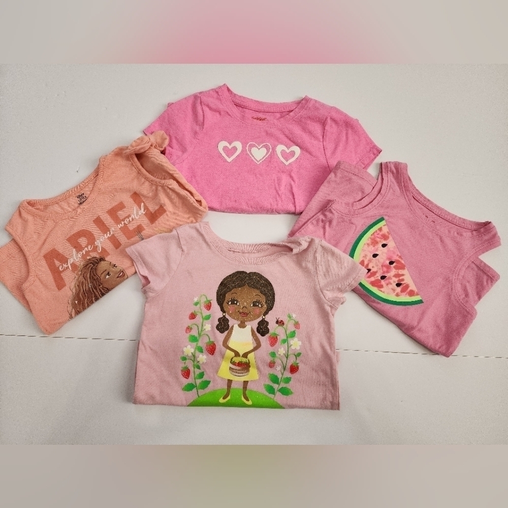 Girl's 4x Set Lot Shirts Disney Children Place Cat & Jack Graphic Tee, sz 4T